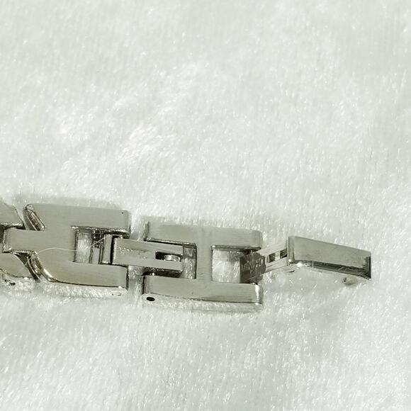 Silvertone rhinestone double clasp 7" bracelet 1.1478 - Picture 15 of 16